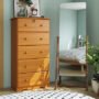 5504 - 100% Solid Wood 5-Jumbo Drawer Chest with Lock, Honey Pine