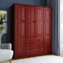Virgo - 100% Solid Wood Family Wardrobe Armoire, Mahogany. No Shelves