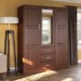 Brooks Mocha - 100% Solid Wood Cosmo Wardrobe Armoire with Mirrored Door