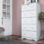 5501 - 100% Solid Wood 5-Jumbo Drawer Chest with Lock, White
