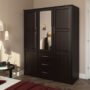 Morocco - 100% Solid Wood Cosmo Wardrobe Armoire with Mirrored Door, Java