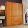 Virgo - 100% Solid Wood Family Wardrobe Armoire, Honey Pine. No Shelves